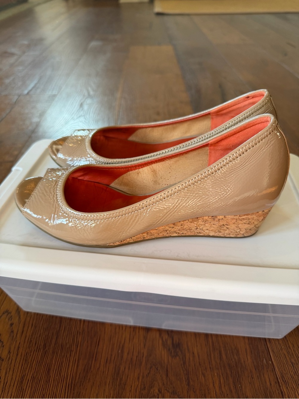 Cole Haan Nude Patent Leather Cork Nike Air Talia Wedges